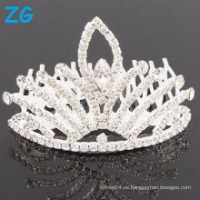 Venta al por mayor cristal tiara corona rhinestone boda tiara peinar clips de pelo para las mujeres